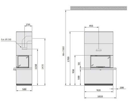 Камин Contura i41T полки - черный гранит