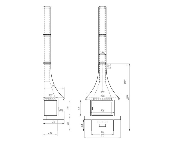 Камин Fireplace 09 пристенный