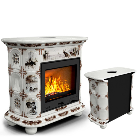 Печь камин КимрПечь Прованс Пристенный Зима в лесу с топкой Ладья 600