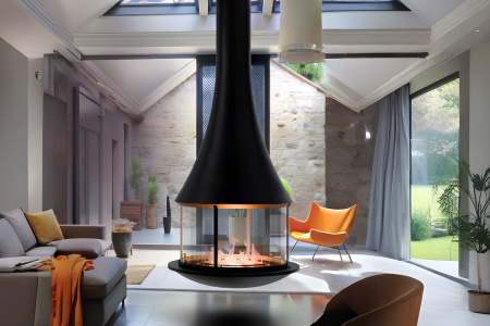 Камин подвесной AVES 21 Катания со стеклом