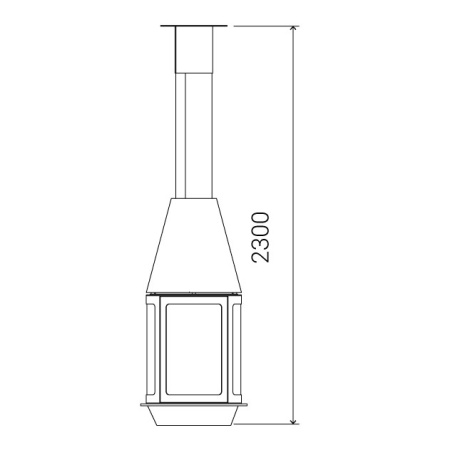 Камин Traforart ARLET CENTRAL подвесной высокое стекло чёрный