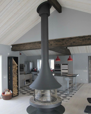 Камин Bordelet EVA 992 центральный со стеклом и стандартным основанием