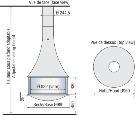 Камин Bordelet Zelia 908 Центральный со стеклом Камин Bordelet Zelia 908 Центральный со стеклом