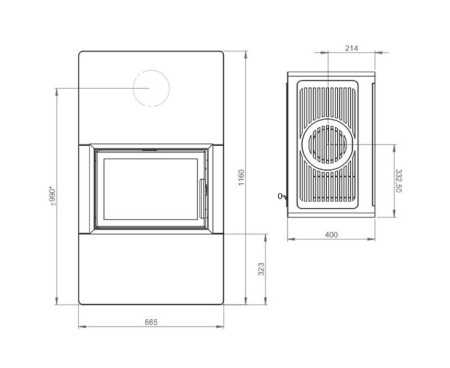 Камин Nordpeis STOCKHOLM низкий с топкой N-20F черная