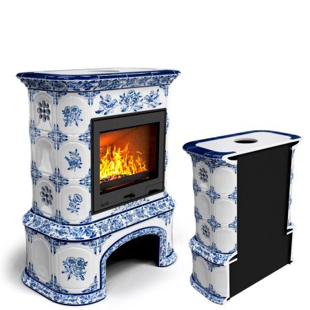 Печь камин КимрПечь Прованс с дровником Пристенный Дельфт с топкой Ладья 600