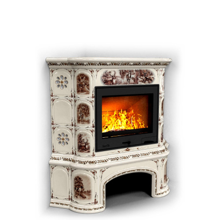 Печь камин КимрПечь Прованс с дровником Угловой Звери с топкой Ладья 600