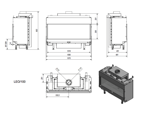 Топка газовая Kratki LEO/100/G20