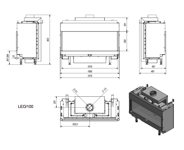 Топка газовая Kratki LEO/100/G20 Топка газовая Kratki LEO/100/G20