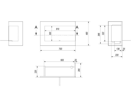 Биокамин Kratki DELTA/P/700 угловая