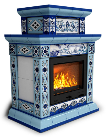 Печь камин КимрПечь Билибин Пристенный Двухъярусный Зима