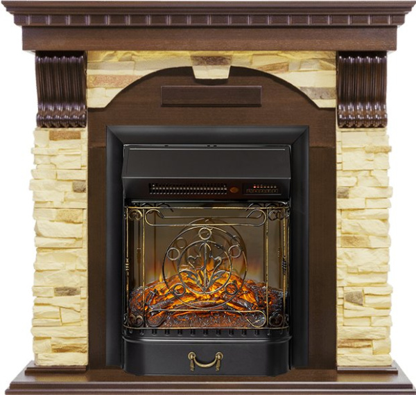 Каминокомплект Dublin - Темный дуб / Сланец с очагом Majestic FX M Black RC