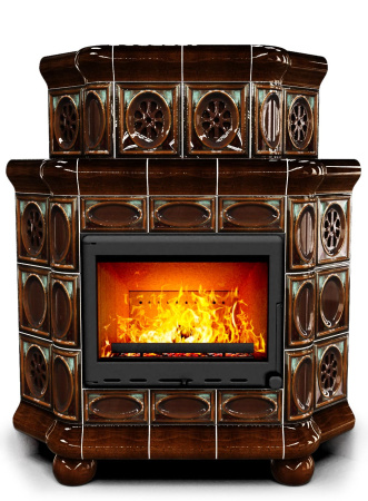 Печь камин КимрПечь Медальон Угловой Двухъярусный Каштан