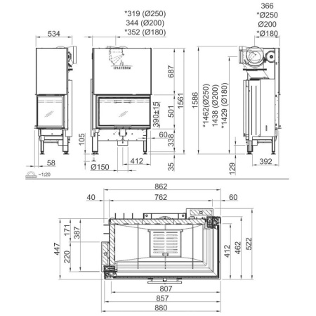 Топка SPARTHERM Varia 2R-80h светлый шамот