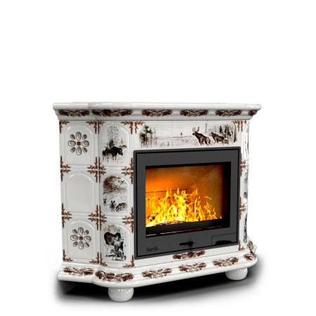 Печь камин КимрПечь Прованс Угловой Зима в лесу с топкой Ладья 600