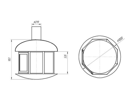 Камин Fireplace 22 подвесной со стеклом