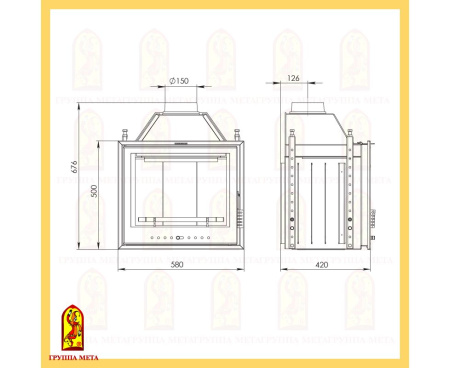 Камин Мета Лира 600 с топкой Эльба 609
