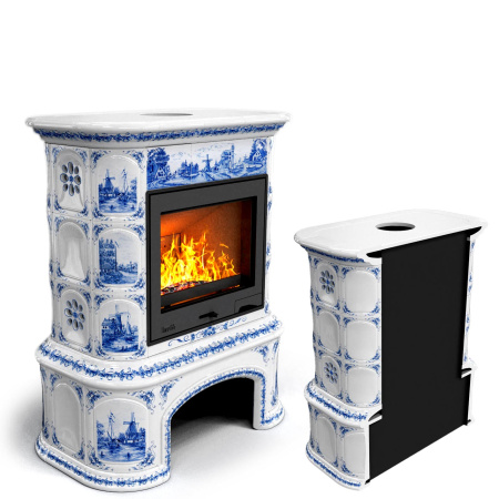 Печь камин КимрПечь Прованс с дровником Пристенный Голландия с топкой Ладья 600