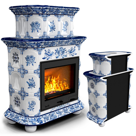 Печь камин КимрПечь Прованс Пристенный Двухъярусный Дельфт с топкой Ладья 600