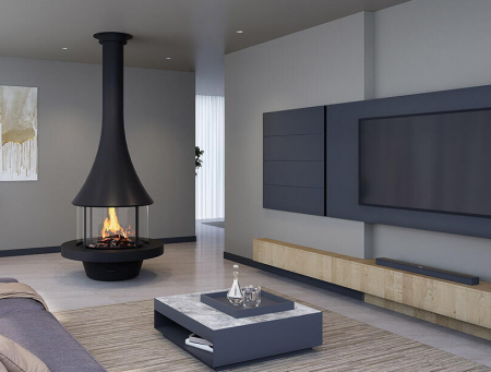 Камин Бордо центральный с остеклением