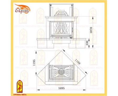 Камин Мета Осло 800 с топкой Эльба 800П