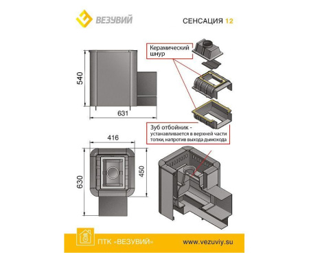 Печь Везувий СЕНСАЦИЯ 12 АНТРАЦИТ 220