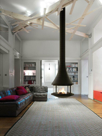 Камин Bordelet ZELIA 908 центральный со стеклом подвесной