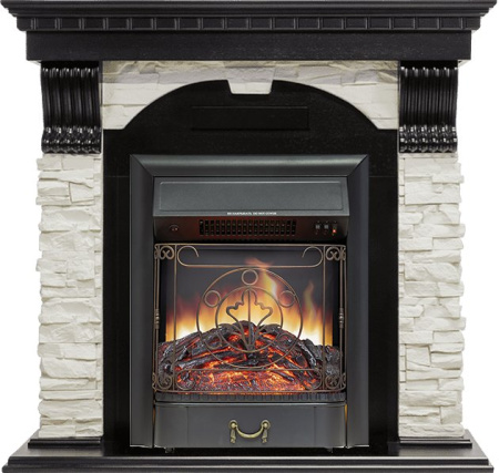Каминокомплект Dublin - Венге / Сланец белый с очагом Majestic FX Black