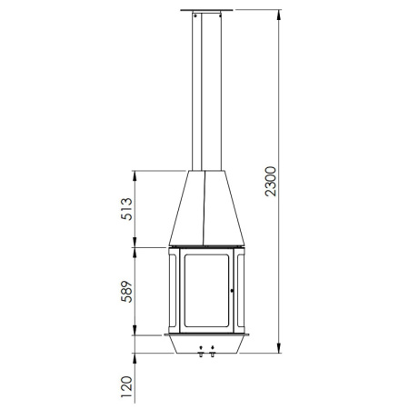 Камин Traforart ARLET CENTRAL подвесной высокое стекло чёрный