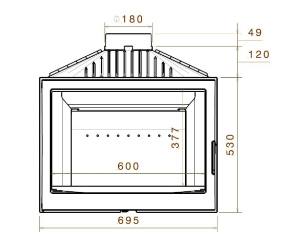 Топка LCI 7 GFR, стекло справа (LISEO CASTIRON)