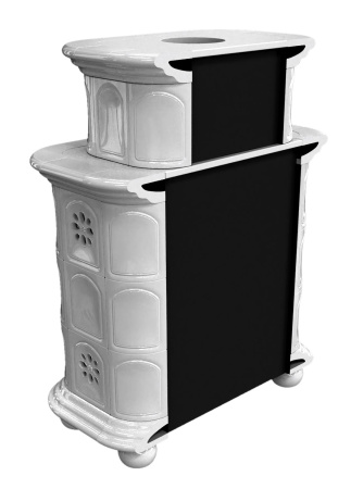 Печь камин КимрПечь Прованс Пристенный Двухъярусный Белый с топкой Ладья 600