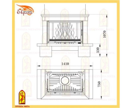 Камин Мета Верона 900 с топкой Камилла 900П