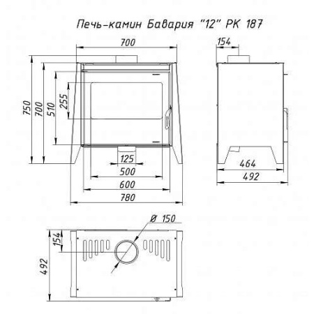 Печь камин Экокамин БАВАРИЯ 12