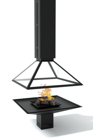 Камин центральный с подъемным колпаком