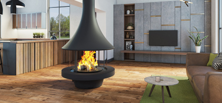 Камин Bordelet EVA 992 центральный со стеклом и стандартным основанием