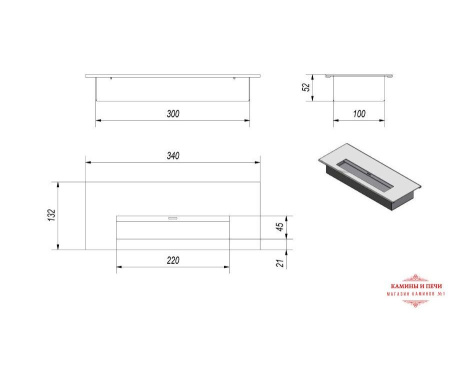 Биокамин Kratki DELTA 2 HORIZONTAL (400*900) TUV