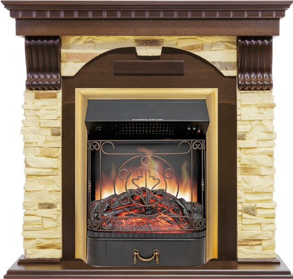 Каминокомплект Dublin - Темный дуб / Сланец с очагом Majestic FX Brass Каминокомплект Dublin - Темный дуб / Сланец с очагом Majestic FX Brass