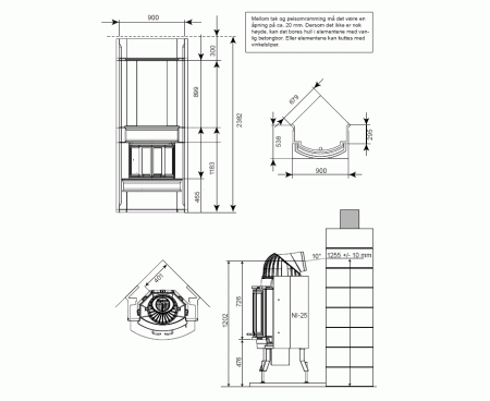 Камин Nordpeis AKROPOLIS угловой