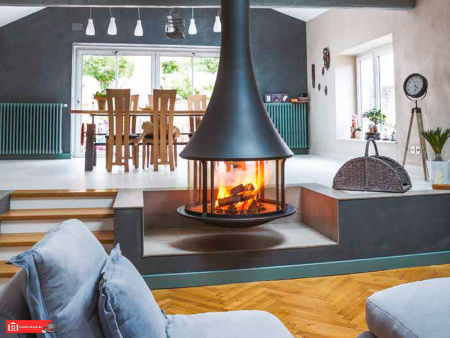 Камин Bordelet ZELIA 908 центральный со стеклом подвесной