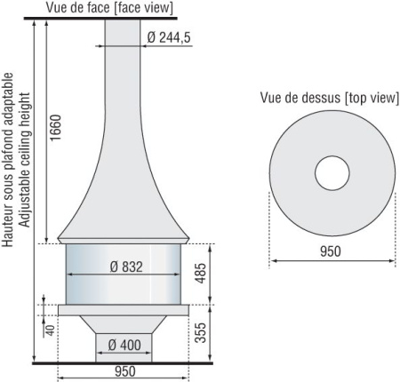 Камин Bordelet Marina 993 Центральный со стеклом
