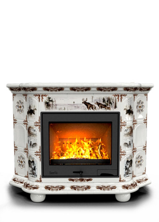 Печь камин КимрПечь Прованс Угловой Зима в лесу с топкой Ладья 600