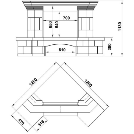 Камин Madeira Flora Rosso мрамор. б. угловой