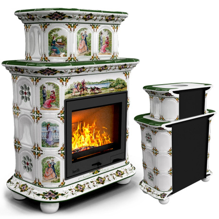 Печь камин КимрПечь Прованс Пристенный Двухъярусный Усадьба с топкой Ладья 600