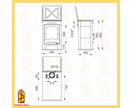 Печь Мета Варта аква с плитой
