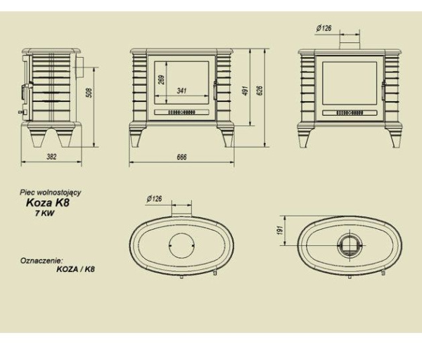 Печь Kratki Koza K8