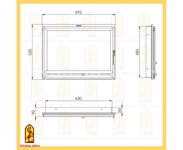 Печная дверь Оптима 701 чугун Печная дверь Оптима 701 чугун