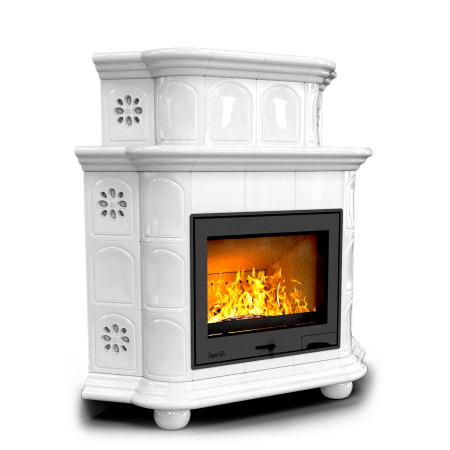 Печь камин КимрПечь Прованс Угловой Двухъярусный Белый с топкой Ладья 600