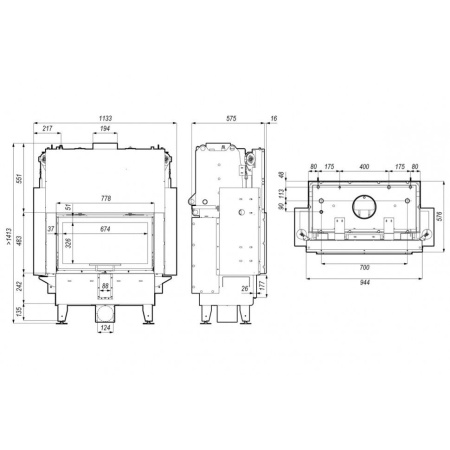 Топка DEFRO HOME RIVA ME G SHORT 19 кВт 944/483мм с водяным контуром гильотина