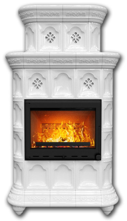 Печь камин КимрПечь Истра Центральный Двухъярусный Белый с топкой Ладья 600