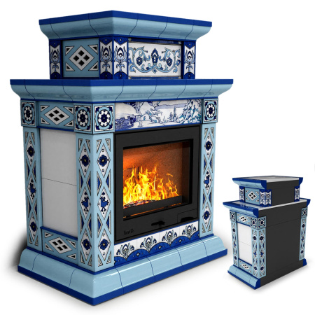 Печь камин КимрПечь Билибин Пристенный Двухъярусный Зима