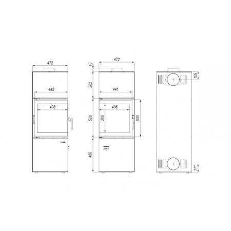 Печь камин DEFRO HOME QUADROOM 9,6 кВт серая сталь